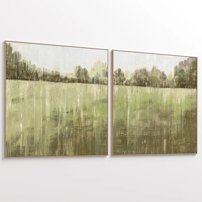 Green Accent Abstract Landscape Large Wall Art C-552 — Вид 5