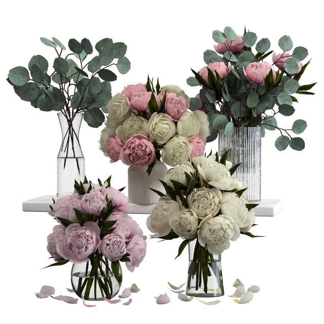 Bouquets of peonies and eucalyptus — Descargar