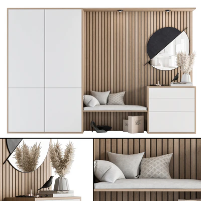 Hallway 10 - White and Wood Set — Ver 1