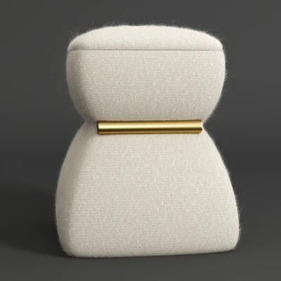 Cusi Modern Pouf in White Mohair — Вид 1