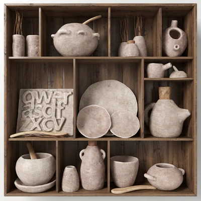 Dishes clay rack n3 / Rack with clay dishes — Ver 1