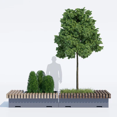 Big green benches tree — Вид 3
