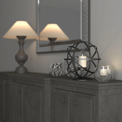 Zinc Media Console with decor — Ver 2