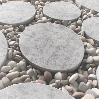 Tile square oval pebble n1 / Square oval slabs with pebbles — Ver 4