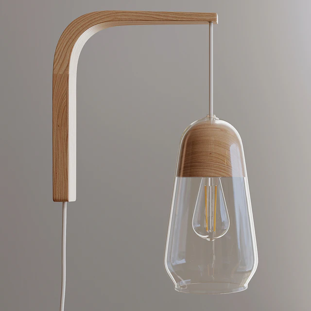 La Redoute Interieurs. NASOA wall sconce made of glass and wood. Natural, Black — Descargar
