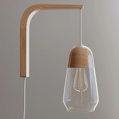 La Redoute Interieurs. NASOA wall sconce made of glass and wood. Natural, Black — Ver 2