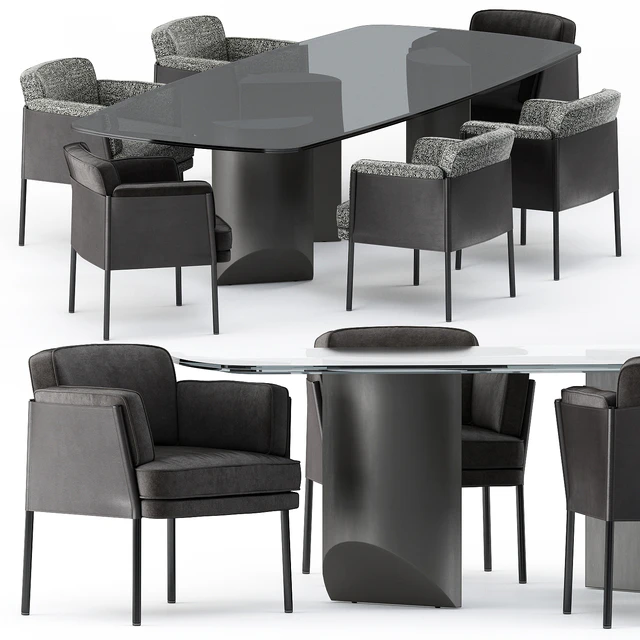 SHELLEY DINING chair and WEDGE DINING Table by Minotti — Скачать