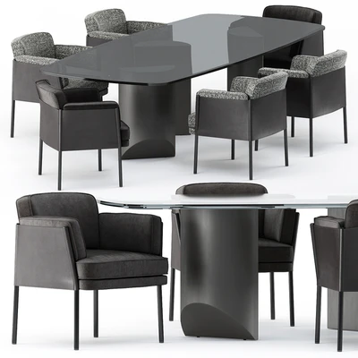 SHELLEY DINING chair and WEDGE DINING Table by Minotti — Вид 1