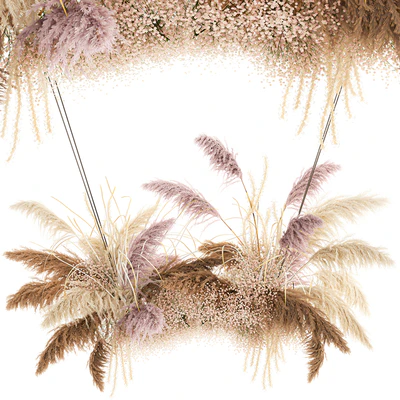 Suspended installation of dried flowers from pampas, Pampas grass, suspension, branches, wedding decoration. Bouquet 200. — Ver 1