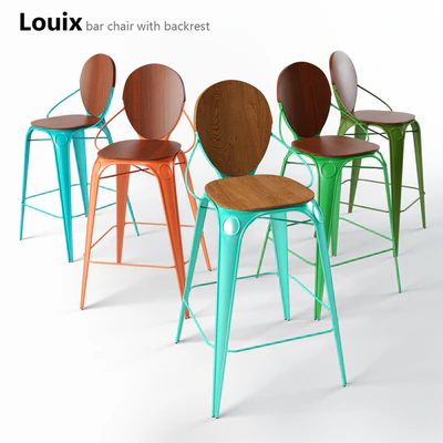 Louix bar stool with spinkoy Louix bar chair with backrest — Ver 1