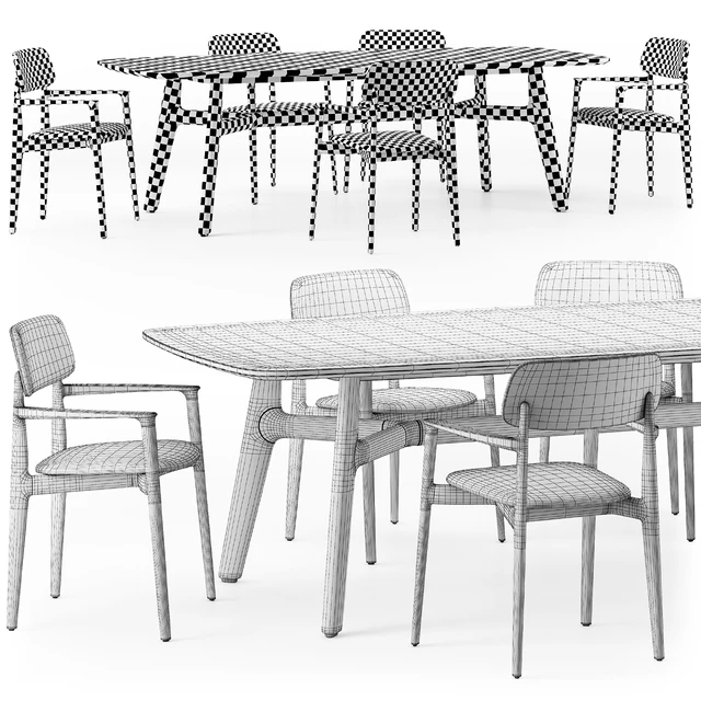 Poliform Curve dining table armchair set — Скачать