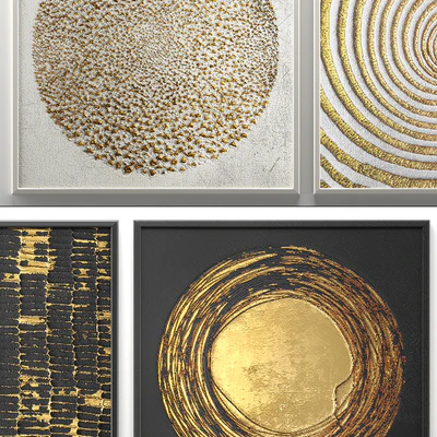 A collection of decorative paintings. Gold. 2 wall decor, a set of paintings, luxury, panels, gold, white, black, set, decorative, abstraction, pattern — Ver 2