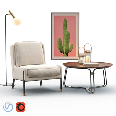 BLINK Easy Chair - QT Coffee Table - EMERY Floor Lamp — Ver 1