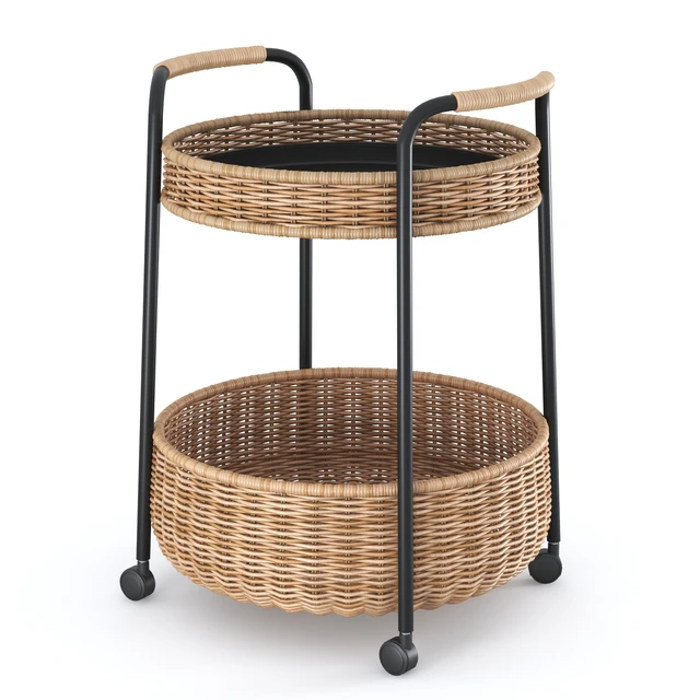 LUBBAN Little table on wheels with a box, rattan, anthracite from Ikea | LUBBAN Serving cart with storage, rattan, anthracite by Ikea — Descargar