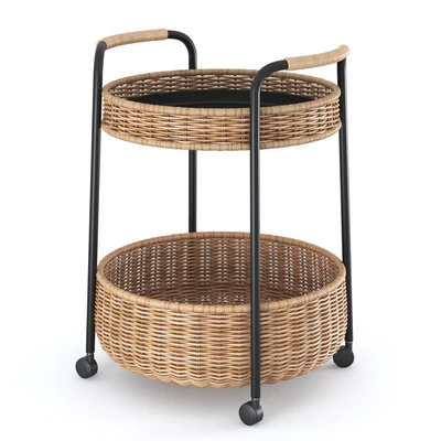 LUBBAN Little table on wheels with a box, rattan, anthracite from Ikea | LUBBAN Serving cart with storage, rattan, anthracite by Ikea — Ver 1