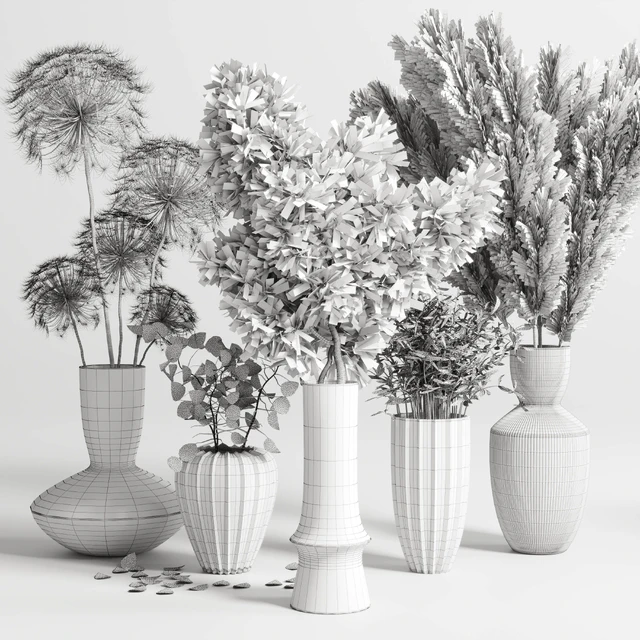 bouquet 13 concrete vse plant pampas and dry hogweed dry leaves — Скачать
