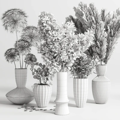 bouquet 13 concrete vse plant pampas and dry hogweed dry leaves — Вид 6