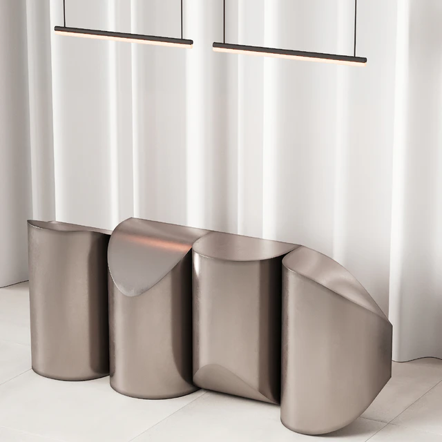 381 office furniture 19 reception desk 14 sculptural metal with wave wall — Скачать