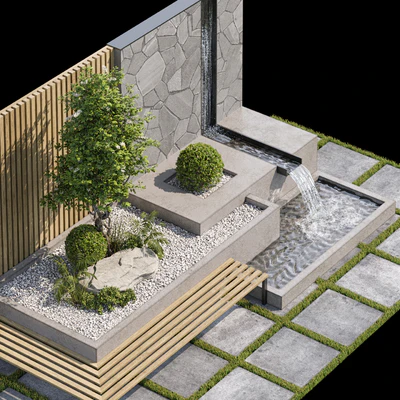 Landscape Furniture with Fountain - Architect Element 07 — Ver 2