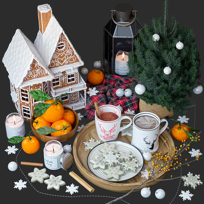 Decorative set with gingerbread house — Ver 1