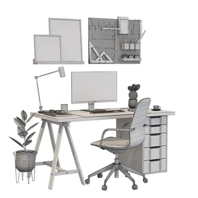 Ikea office workplace white A01 — Ver 3