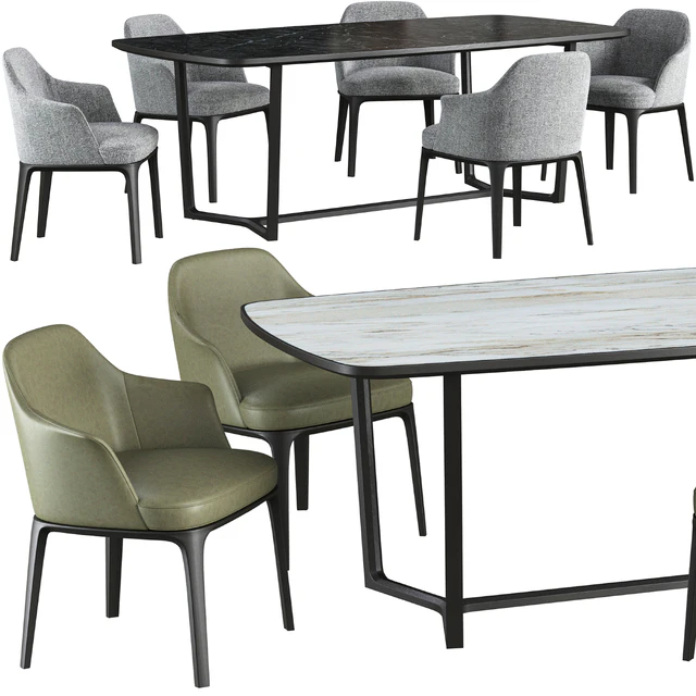 Dining table Poliform Concorde and chair Poliform Sophie — Скачать