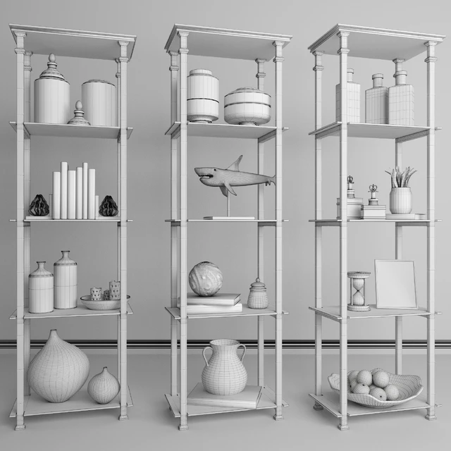 Loft style shelving unit with figurines, books and vases 11 — Descargar