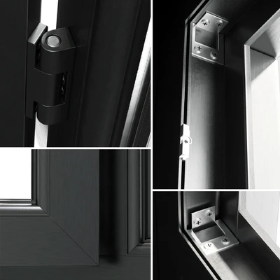 open window & close metal window with metal & leather blinds — Вид 5