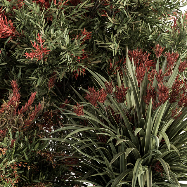 Mixed Plant Bush Green and Red - Bush Set 51 — Скачать