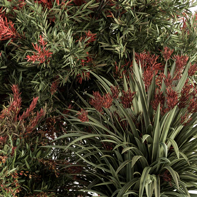 Mixed Plant Bush Green and Red - Bush Set 51 — Вид 3