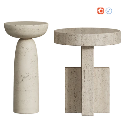Tori / Clarence Travertine Side Table — Ver 3