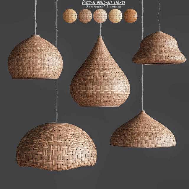 Rattan pendant lights 01 — Скачать