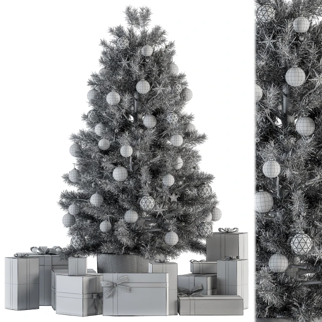 Christmas Decoration 13 - Christmas Brown and Green Tree with Gift — Скачать