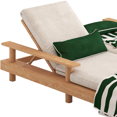 CB2 Pinet Teak Outdoor Double Chaise Lounge — Вид 3