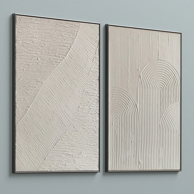 Mid-Century Beige Textural Plaster Wall Art C-460 — Descargar