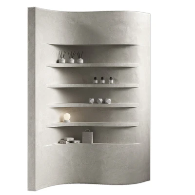 Wavy shelves 3. Rack shelving with decor. Corner wall partitions with niche. — Ver 1