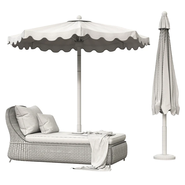 Scalloped umbrella and westport chaise — Скачать