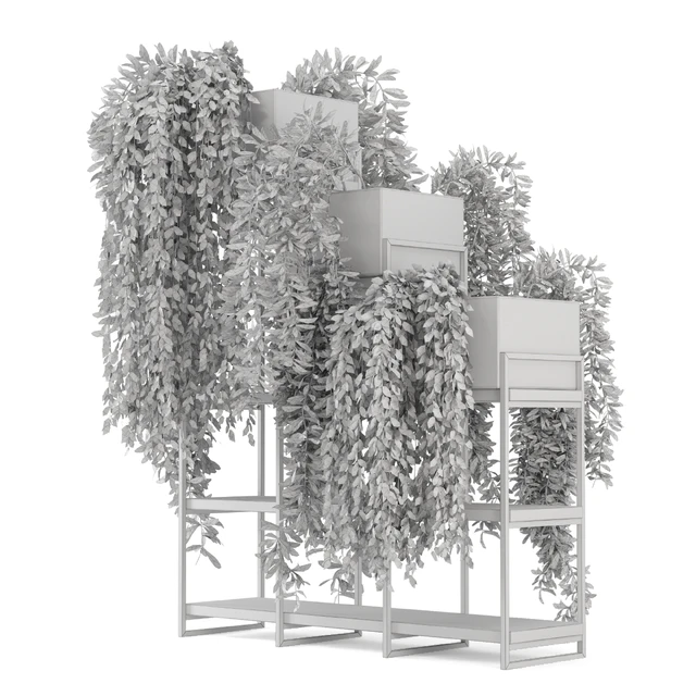 Indoor Plants in rusty Concrete Pot on Metal Shelf  - Set 53 — Скачать
