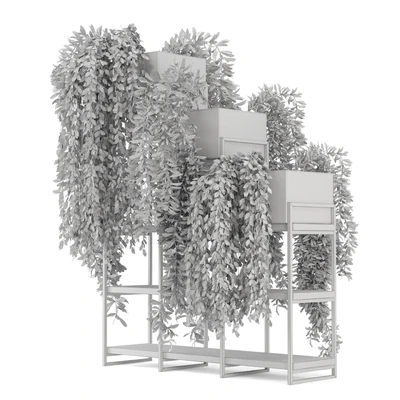 Indoor Plants in rusty Concrete Pot on Metal Shelf  - Set 53 — Вид 3