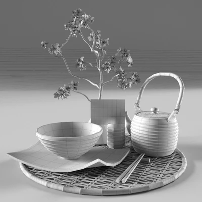 Eastern tableware with flowers — Ver 4