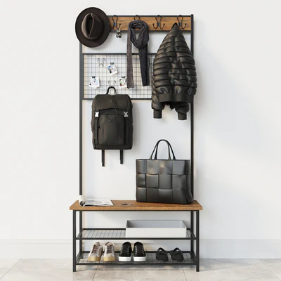 Прихожая Industrial Shoe Rack Bench Напольная вешалка  одежда прихожая гардероб  одежда — Вид 5