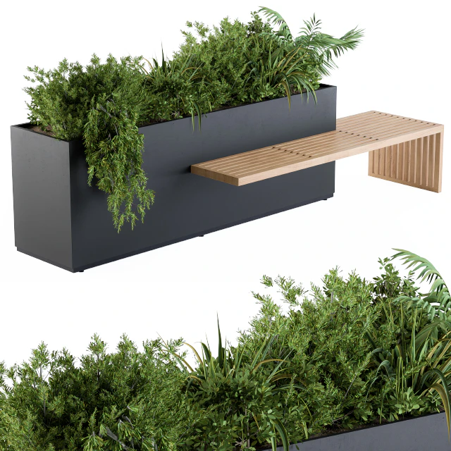 Urban Furniture / Architecture Bench with Plants Box03 — Descargar