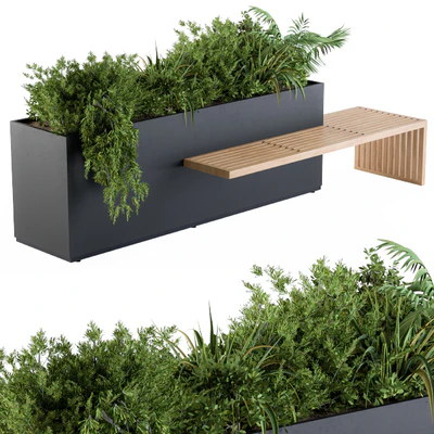 Urban Furniture / Architecture Bench with Plants Box03 — Ver 3