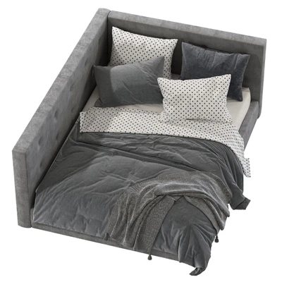 Cushy Upholstered Platform Corner Bed — Ver 5