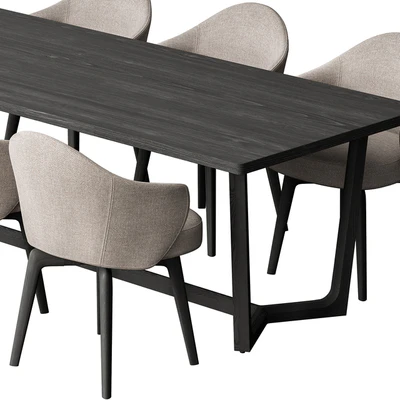 Dinning Table Black and Cream - Set 31 — Ver 3