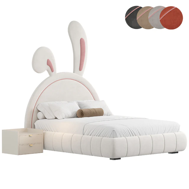 Nettie Microfiber Leather Rabbit Shaped Bed Frame — Descargar