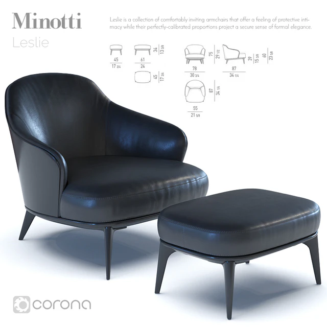 Minotti Leslie armchair & ottoman — Descargar