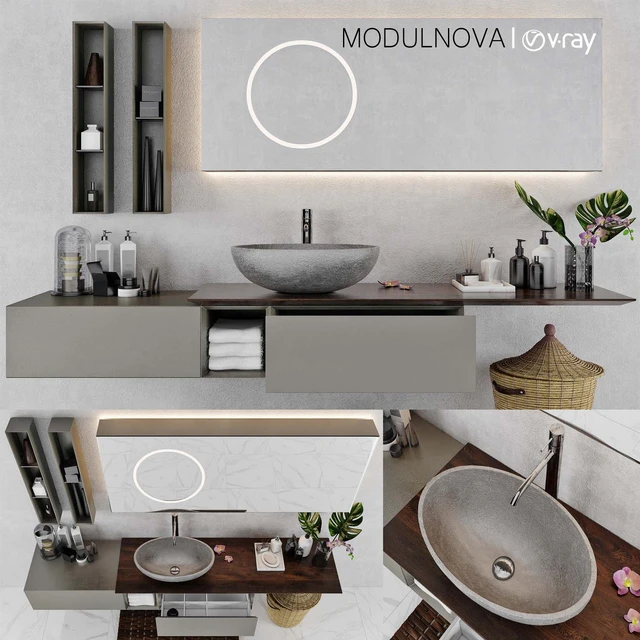 Комплект мебели для ванной MODULNOVA Infinity Decor — Скачать