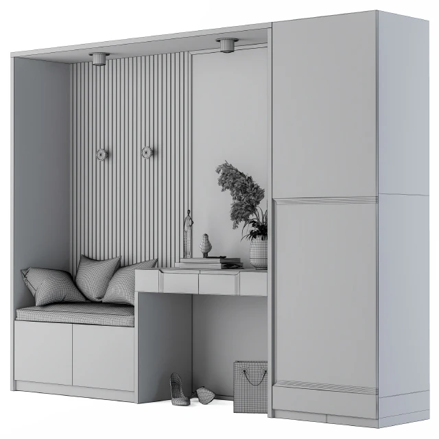 Hallway 02 - Black and Wood Set — Скачать