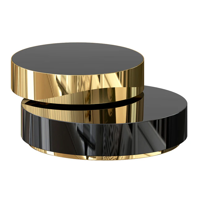 Glass round coffee table with marble surface for living room — Descargar
